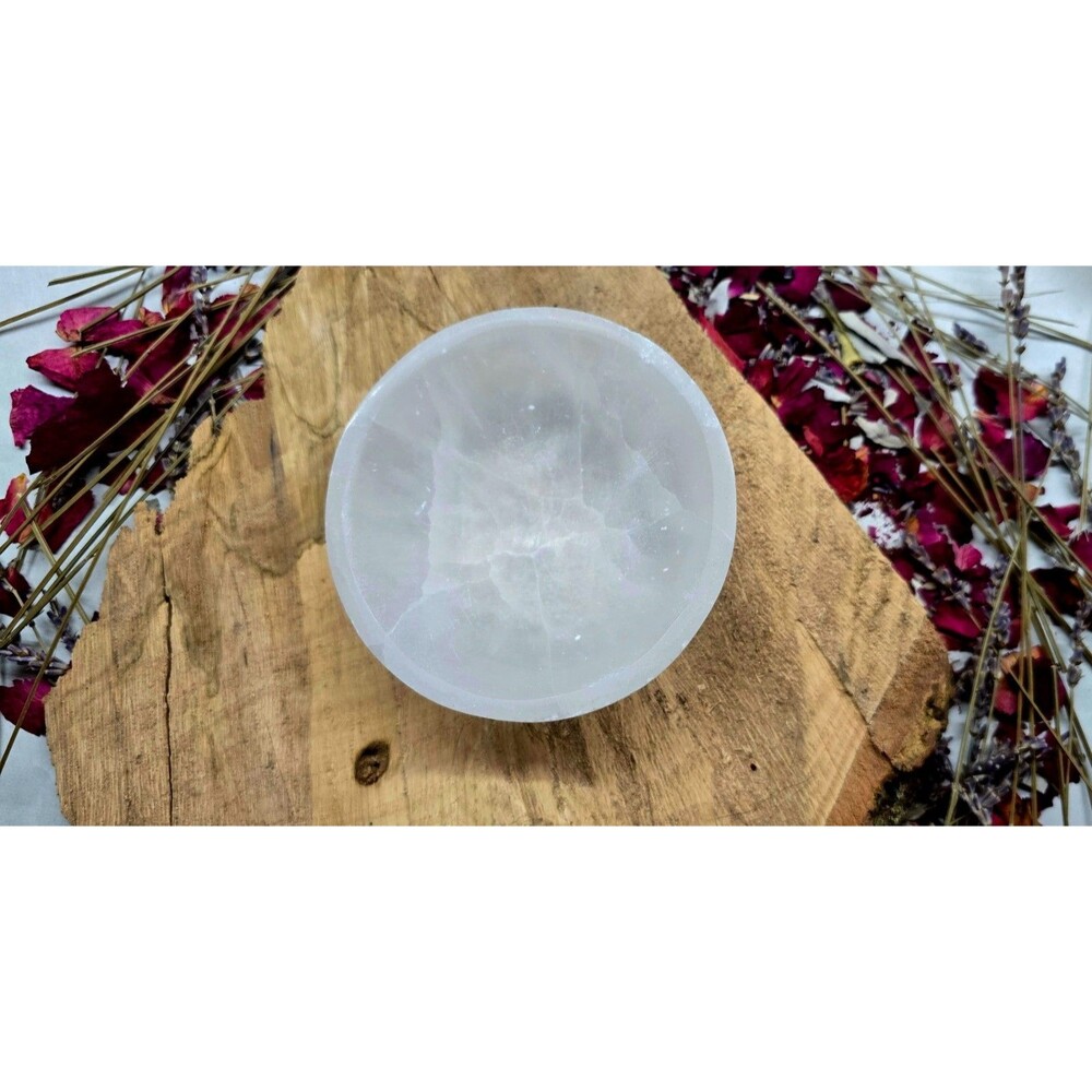 4" Diameter Natural Selenite Aka Satin Spar Bowls Crystal Charging Bowl